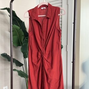 Casual sleeveless orange dress by Warehouse